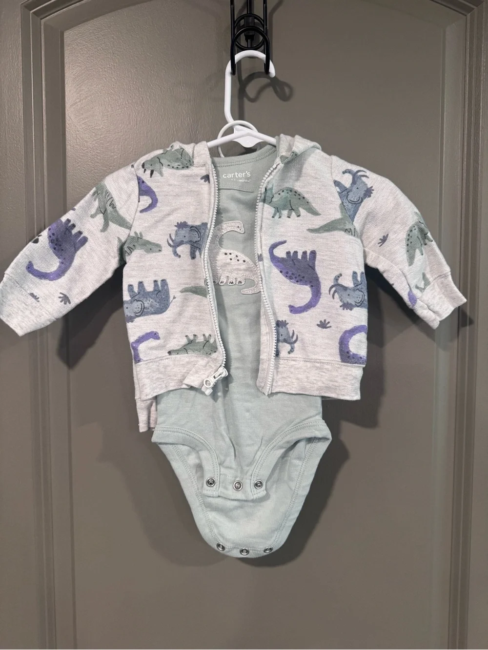 Carter's Light Blue Dino Hoodie Three-Piece Set